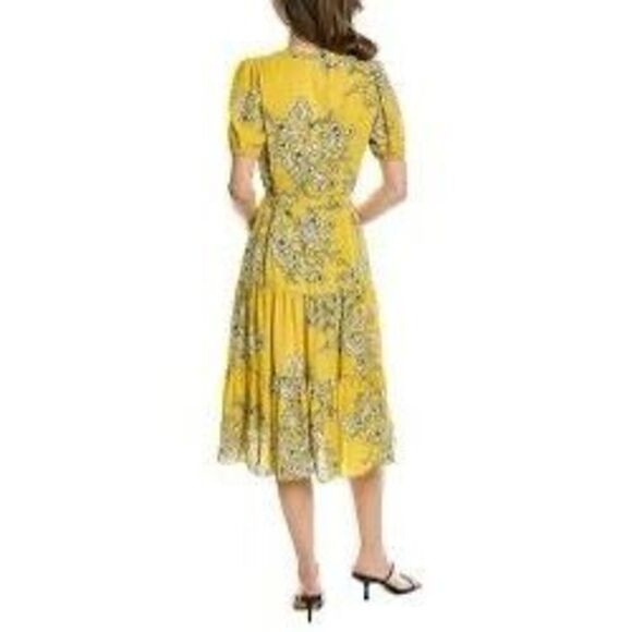 Nanette Lepore Women’s Size 12 Printed 3:4 Sleeve Shirt Dress Mustard Yellow NWT - Picture 2 of 16